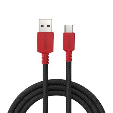 Imagem de Cabo USB a 2.0  Macho P/ USB TIPO-C - Conec. Vermelho - P/ SWITCH - 3 Metros - NYLON - CBPY03V