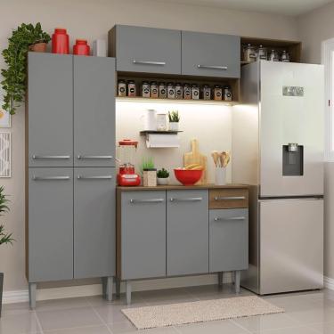 Imagem de Armário De Cozinha Completa 229cm Rustic/cinza Emilly Madesa 18 Rustic/cinza
