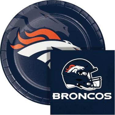 Imagem de Trendware Kit de prato e guardanapo de papel Denver Broncos, 72 unidades