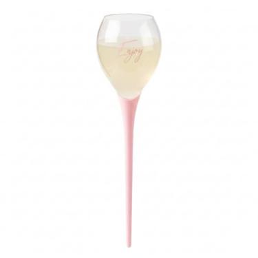 Imagem de Taça para Praia com Haste para Areia Wine on The Beach 520ml Poliestireno (Rosa)