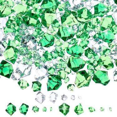 Imagem de Syhood 570 peças, 5 tamanhos, pedras de gelo falsas verdes e transparentes, diamantes acrílicos, violeta, pedras preciosas de plástico, pedras preciosas de cristal do tesouro para vasos, mesa de