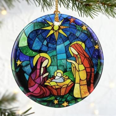 Imagem de Presentes cristãos: Ornamento de presépio | Enfeites de Natal (decorações de árvore de Natal), decoração religiosa cristã, decoração de família sagrada, presentes religiosos, presente de batismo e