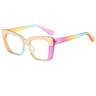 Imagem de Óculos de grau femininos da moda com armação transparente e lentes bicolor transparentes (Flor Dourada)
