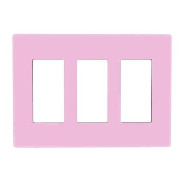Imagem de Interruptor de luz tripla/decorador rosa 3 Gang Tampa decorativa GFCI placa frontal elétrica regulador