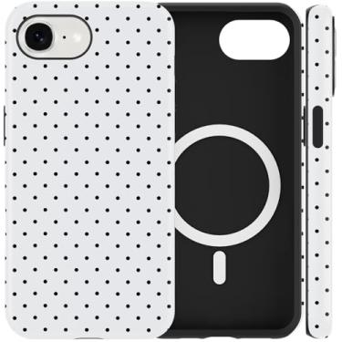 Imagem de Cinysnt Capa de telefone fofa de bolinhas para iPhone 16e capa magnética de 6,1 polegadas, compatível com Magsafe, estampa estética moderna design feminino capa rígida PC à prova de choque macio TPU