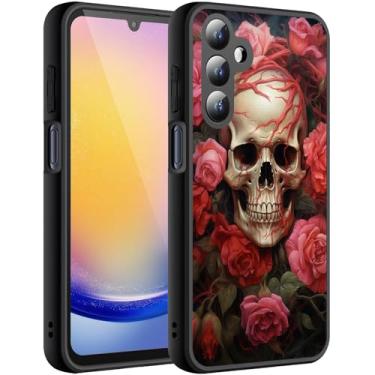 Imagem de HTTYYTRYT Capa para Galaxy S25 FE, suporta carregamento sem fio, ultrafina, à prova de choque, antiderrapante, antiderrapante, para Samsung Galaxy S25 FE 5G, caveira rosa