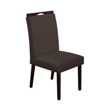 Imagem de Cadeira Mesa De Jantar Madeira Maciça Veludo Premium Heloísa Marrom Castanho