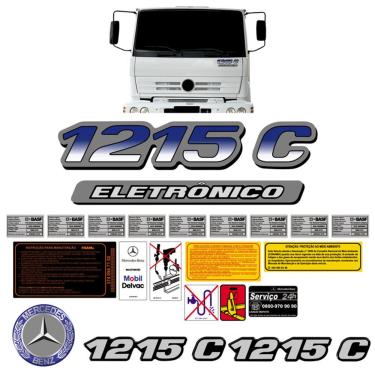Imagem de Kit Adesivo Mercedes Benz 1215 C Eletronico + Emblema Truck 33 Cinza