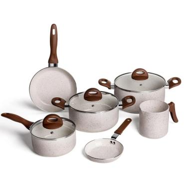 Imagem de Jogo De Panelas Brinox Smart Plus 6pçs Ceramic Life Vanilla