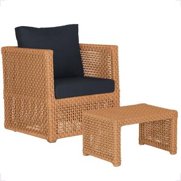 Imagem de Mesa E 1 Poltrona Madri Corda Náutica Estofado 12 Trama Terra Cota