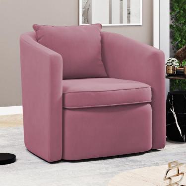 Imagem de Poltrona Decorativa Sala De Estar Aimê Suede Rosa - Desk Design