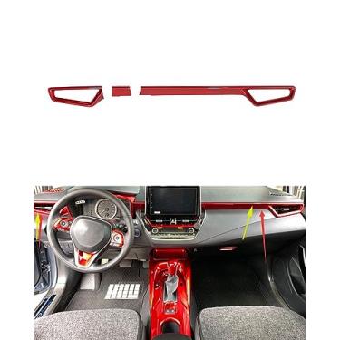 Imagem de ANUNFRRE Acessórios de carro aptos para Toyota Corolla 2020-2025 interior ABS painel central painel de ar condicionado A/C acabamento moldura conjunto 3 peças (vermelho)