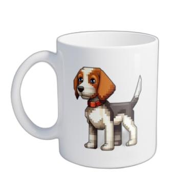 Imagem de Caneca Porcelana 300ml Beagle Puppy Pixel Art Xícara de Café