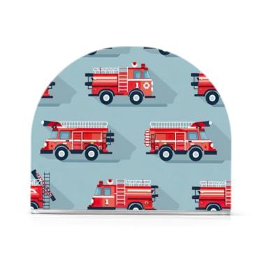 Imagem de Bonito suporte de guardanapo de jantar de caminhão de bombeiros de desenho animado, suporte de guardanapo de coquetel de acrílico suporte de guardanapo vertical para mesa cozinha bancada