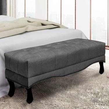 Imagem de Recamier 1,60m Com Pés Luiz Xv E Acabamento Luxo Em Tecido Suede Vicenza - Lucadi Cinza