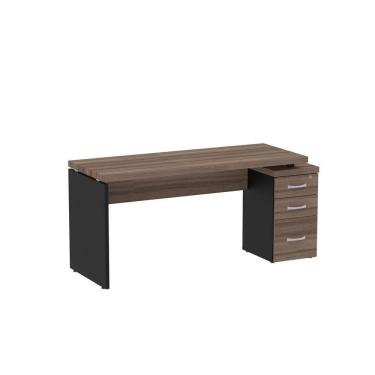 Imagem de Mesa Pé Gaveteiro Com 3 Gavetas 164-70cm Pe40 Preto-walnut