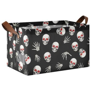 Imagem de Skulls Bony Hands Caixotes organizadores de armário grandes para armazenamento de cobertor, organizadores de brinquedos e caixas de armazenamento para organização e armazenamento de trailers, 17 x 29