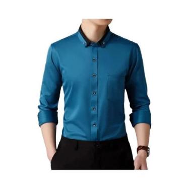 Imagem de Camisa Social Masculina De Manga Longa Elástica Antirrugas Clássica Li