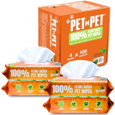 Imagem de PET N PET Toalhetes para cães 100% à base de plantas para patas e bumbum, 400 lenços umedecidos para cães, 20 x 20 cm, hipoalergênicos, sem cheiro, lenços de limpeza para gatos, lenços de cachorro,