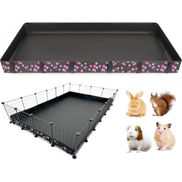 Imagem de DZWLKJ Forro de gaiola de porquinho-da-índia, base de lona lavável, gráfico de cereja, 122 x 182 cm, reutilizável para coelho, chinchila, ouriço, furão e outros animais pequenos.