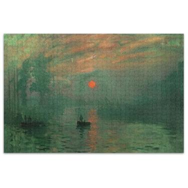Imagem de Quebra-cabeça adulto com estampa do nascer do sol Cléonard Monet, 1000 peças, elefante branco, colorido, flor, animal