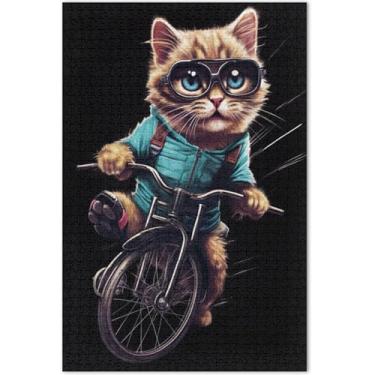 Imagem de Quebra-cabeça engraçado gato legal 500 peças para adultos presentes elefantes brancos brinquedo adulto pintura de belas artes