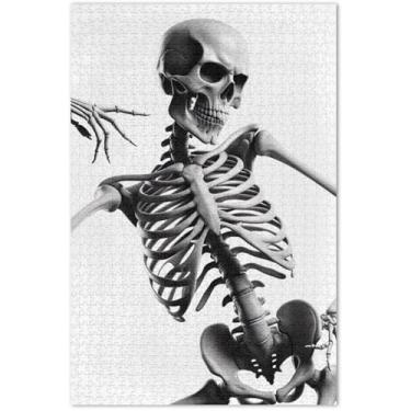 Imagem de Quebra-cabeças engraçados de caveira de esqueleto 500 peças para adultos familiares amantes presentes quebra-cabeças rígidos brinquedo familiar obra de arte, 50 x 35 centímetros