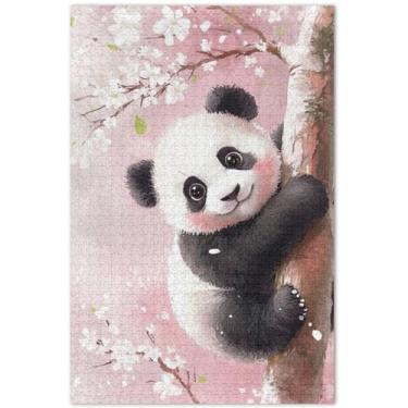 Imagem de Quebra-cabeça fofo panda, pêssego, 1000 peças, adultos, família, brinquedo, arte, personalizado, grande, quebra-cabeça, família, namorados, presentes, 75 x 40 cm