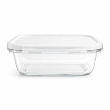 Imagem de Pote Hermético de Vidro Borossilicato 640ml · Tampa com 4 Travas · Vedação em Silicone Removível · Apto para Micro-ondas, Forno e Freezer