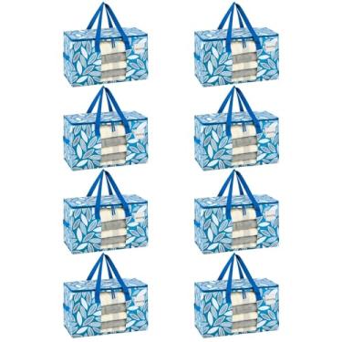 Imagem de VENO Pacote com 8 sacos de transporte, caixas de armazenamento com tampas, materiais de embalagem para faculdade, alternativas para caixas de mudança, dobrável, bolsa resistente (Spring Breeze, 8