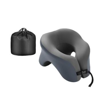 Imagem de Travesseiro de Viagem para Pescoço - Apoio Cervical Cinza, Confortável para Avião, Carro, Escritório e Cama, Inclui Bolsa de Transporte