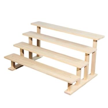 Imagem de Ｂｅｓｇａ Expositor de madeira em vários níveis para perfumes, estilo rústico, com suporte decorativo para miniaturas de maquiagem e outros objetos, 4 Níveis 40cm