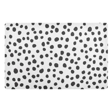 Imagem de GAIGEO Tapete de porta antiderrapante de bolinhas preto e branco para casa, 81 x 50 cm, tapetes internos