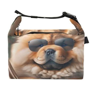 Imagem de TSENQUE Lancheira fofa para cachorros Chow Chow para mulheres, lancheira com alça de ombro, lancheira para trabalho, estampa animal, bolsa isolada para adultos