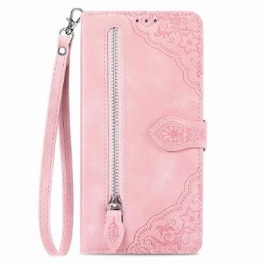 Imagem de LYJSMGZ Capa flip para Samsung Galaxy S25 Ultra/S25 Plus/S25, capa carteira vintage multifuncional com zíper de grande capacidade com compartimento para cartão, capa para pendurar, rosa, S25 Ultra