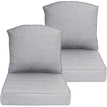 Imagem de Goodgoods Almofada para cadeira de pátio externo de 51 x 106 cm - Conjunto de 2 almofadas de móveis de pátio resistentes ao clima com enchimento de espuma resiliente, estofamento resistente a UV para