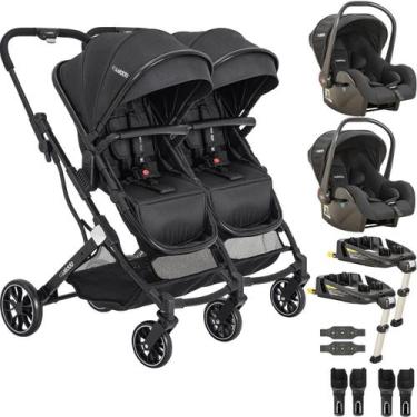 Imagem de Carrinho Kiddo de Gemeos 2 Bebe Conforto 2 Base ISOFIX Zig Zag Preto