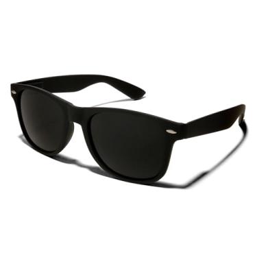 Imagem de ShadyVEU Óculos de sol redondos com lentes pretas superescuras, proteção UV, dobradiça de mola, armação fosca macia, Preto, Medium