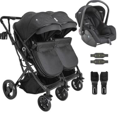 Imagem de Carrinho Kiddo para Gemeos com Bebe Conforto Vox II Preto