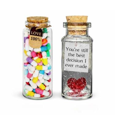 Imagem de Frasco de vidro com notas de amor, presente de aniversário de casamento de dia dos namorados para namorado, namorada, homens, mulheres, marido, esposa, garrafa de mensagem de amor, frasco de letras