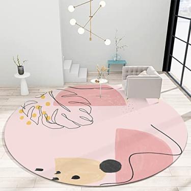 Imagem de Tapete redondo redondo, tapete de banheiro macio de arte moderna, tapete antiderrapante fofo para entrada, sala de estar, quarto, quarto de crianças, E, diâmetro 160 cm