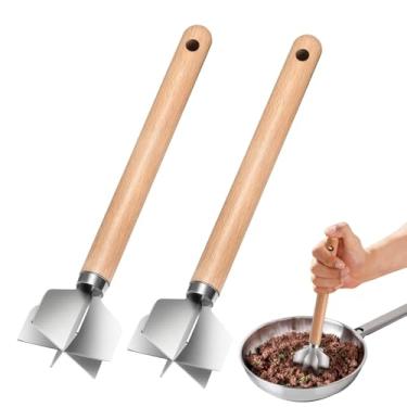 Imagem de Espremedor de carne de aço inoxidável de 28 cm com 6 lâminas, espremedor de batata de metal, ferramenta de picador de carne moída, adequado para fazer carne moída, purê de batatas, geleia e mais