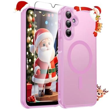 Imagem de LeYi Capa de telefone compatível com Samsung Galaxy A15-5G: Capa Samsung A15 5G [Mag-Safe Fit] com protetor de tela, película fosca translúcida de toque suave e proteção total para celular A 15, rosa
