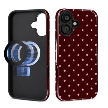 Imagem de DAIZAG Capa para iPhone 16, [compatível com MagSafe], capa magnética brilhante para celular, híbrido pesado 2 em 1, resistente, à prova de choque, estrelas fofas