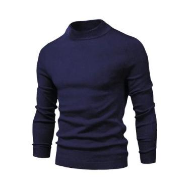 Imagem de Suéter Masculino De Inverno Grosso E Quente Com Gola Alta Casual Em Co