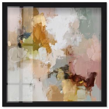 Imagem de Swirl of Joy III Shadowbox Print Taupe Boho Wall Art por Art Remedy, moldura preta, 63 x 63 cm