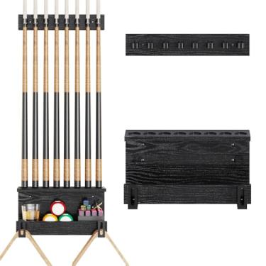 Imagem de Suporte de parede grande para taco de sinuca, suporte de conjunto de tacos de sinuca para 8 bastões de armazenamento de tacos de sinuca, acessórios de mesa de sinuca, organizador de equipamentos