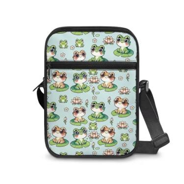 Imagem de CLOHOMIN Bolsa mensageiro para mulheres pequena bolsa tiracolo masculina bolsa tiracolo para chave óculos organizadores de cartões de crédito presentes de férias, Sapo fofo