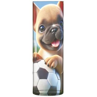 Imagem de Vaso de flores cilíndrico com estampa de cachorro buldogue, vaso de flores alto decorativo de plástico, personalizado, floral, moderno, decorações, 30 x 9,9 cm