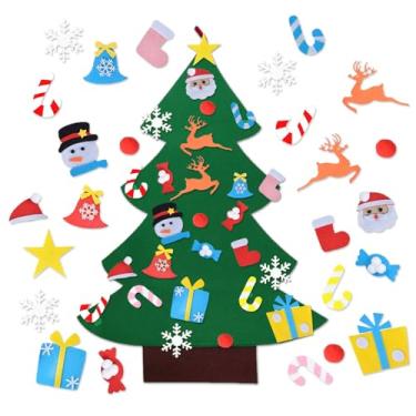 Imagem de Conjunto de árvore de Natal de feltro faça você mesmo, árvore de Natal de feltro de 8 metros com 26 ornamentos, enfeites para pendurar, conjunto de árvore faça você mesmo, decorações de Natal, árvore